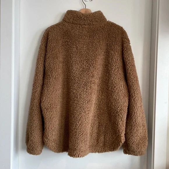 Cozy Women's Teddy Fleece Zip-Up Jacket - Brown - Picture 3 of 4